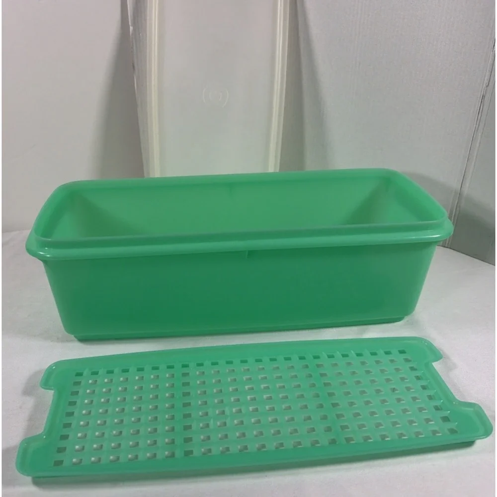 Vintage Tupperware 782 Celery Keeper Vegetable Crisper 3 Pc. Set Jadeite‎ Green